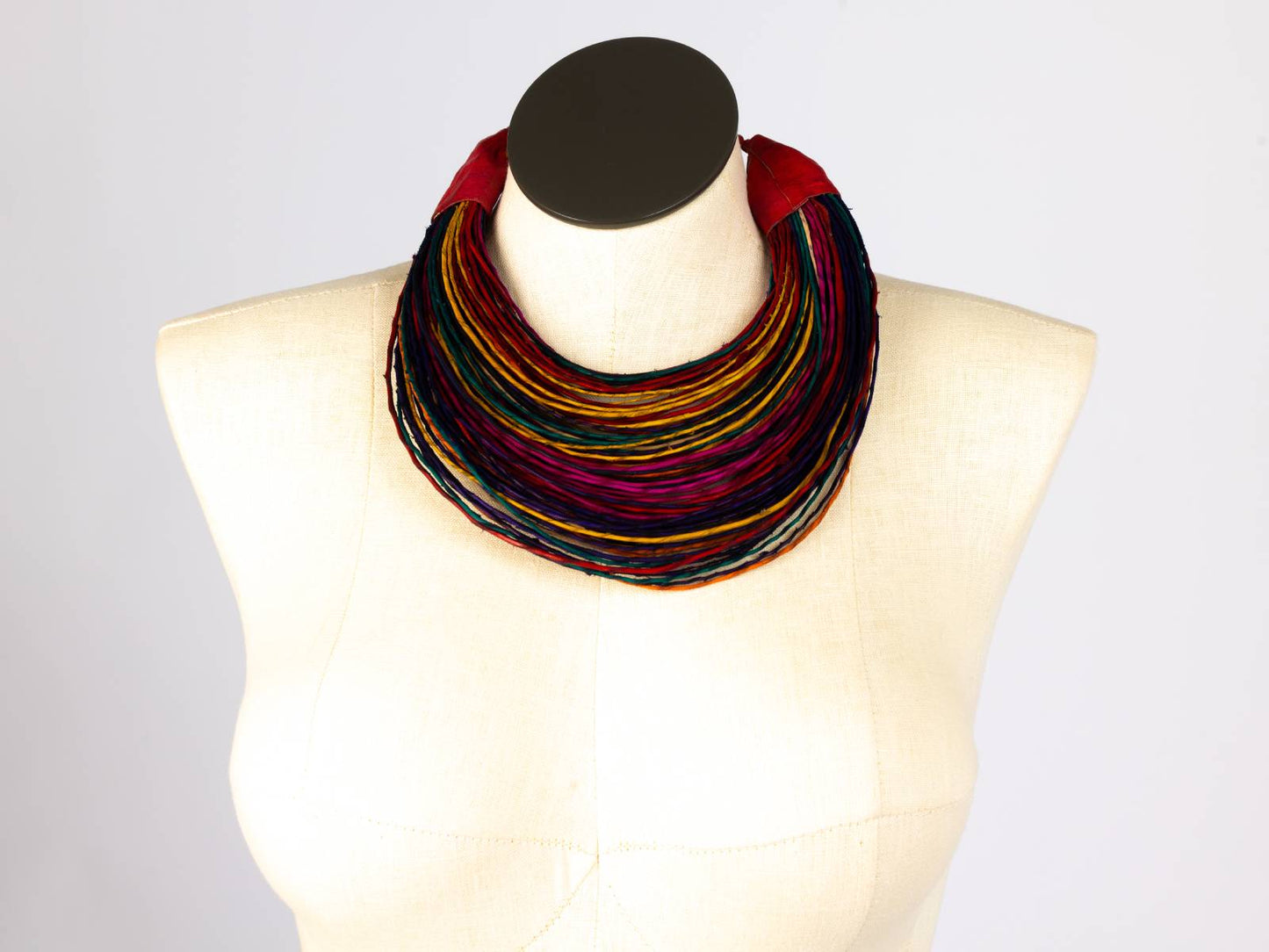 Multistrand goat leather necklace in magenta – Uniquely Global (one per color/style)