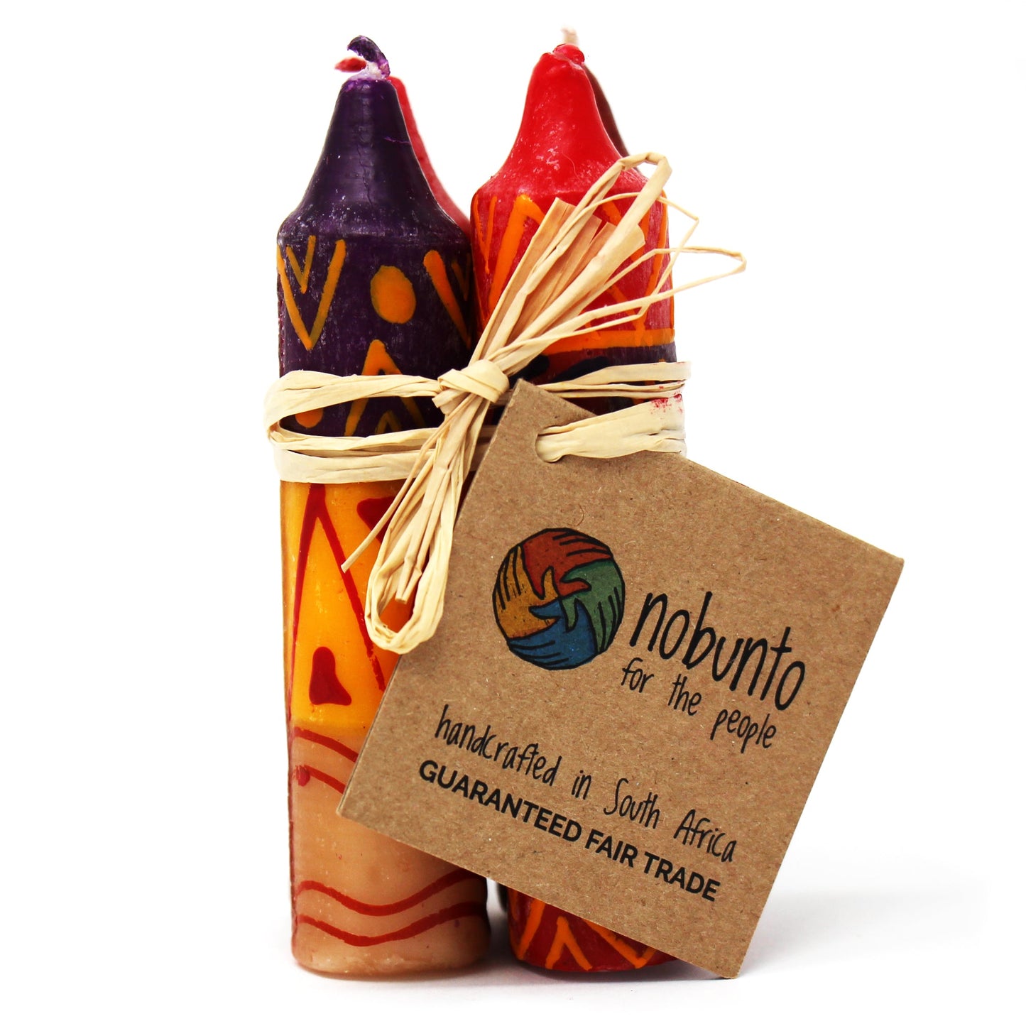 Hand-Painted 4" Dinner or Shabbat Candles, Set of 4 (Indabuko Design)
