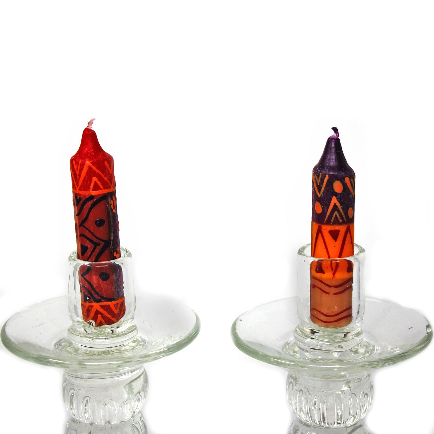 Hand-Painted 4" Dinner or Shabbat Candles, Set of 4 (Indabuko Design)