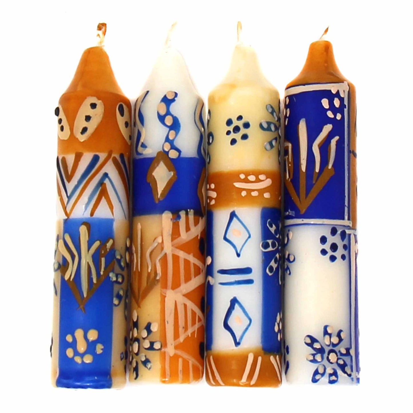 Hand-Painted 4" Dinner or Shabbat Candles, Set of 4 (Durra Design)