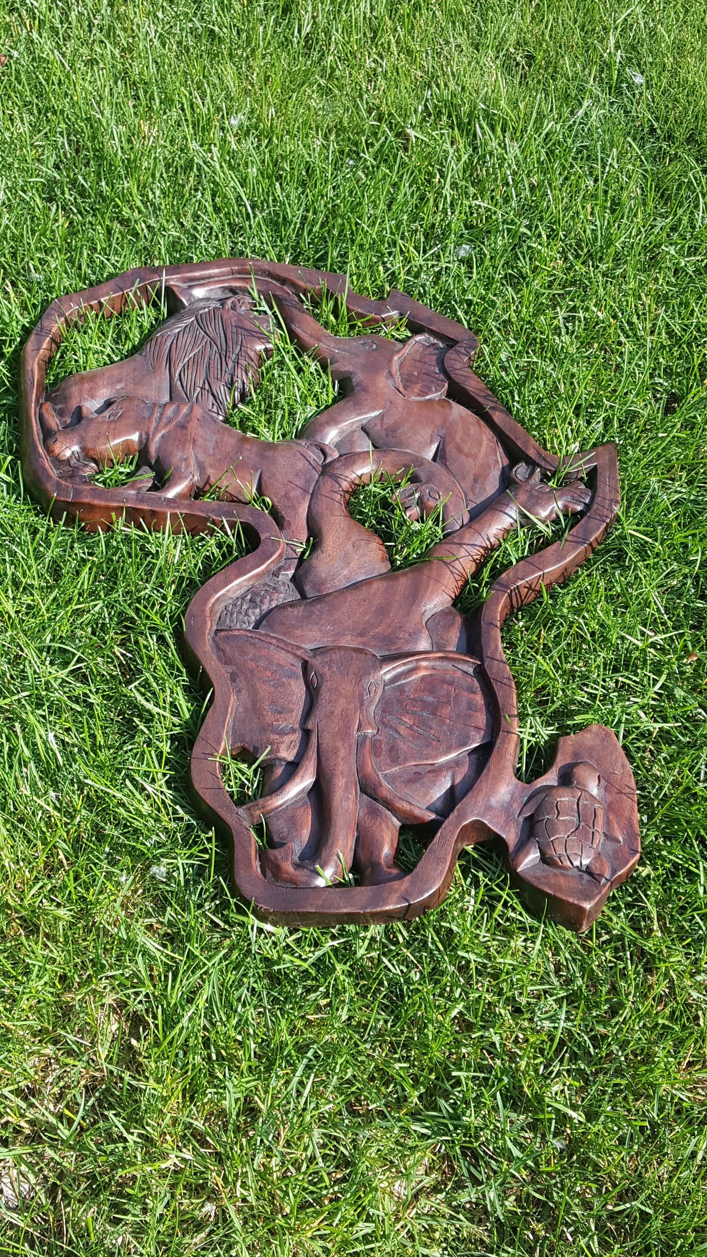 Native Sese wood Africa Outlining Safari Animals