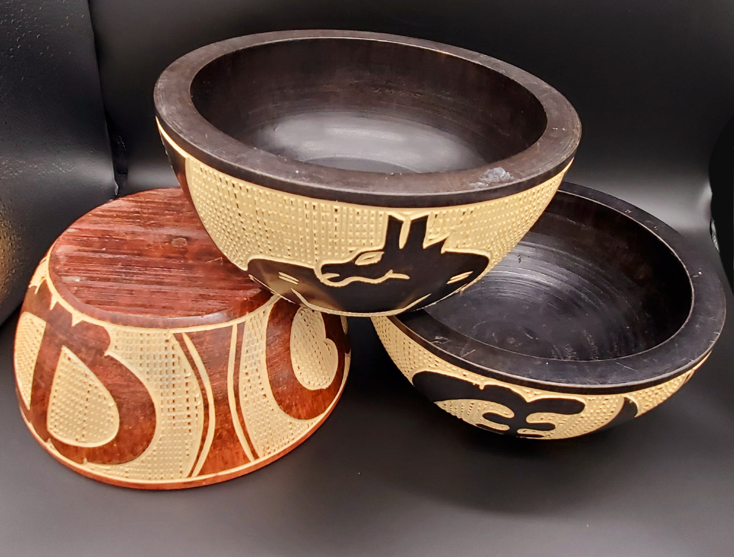 Hand Carved Bowl & 3Head Unity Stands