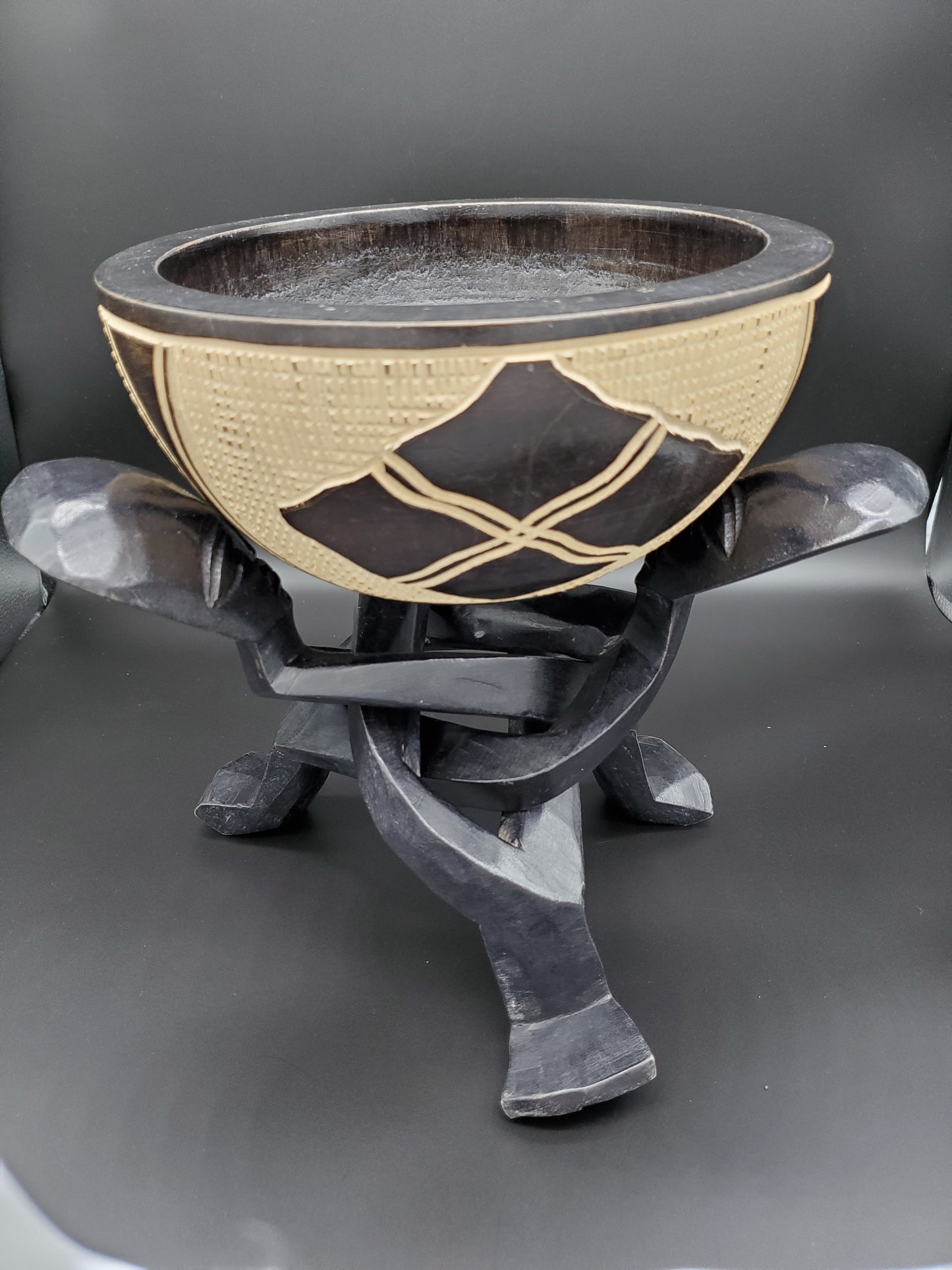 Hand Carved Bowl & 3Head Unity Stands