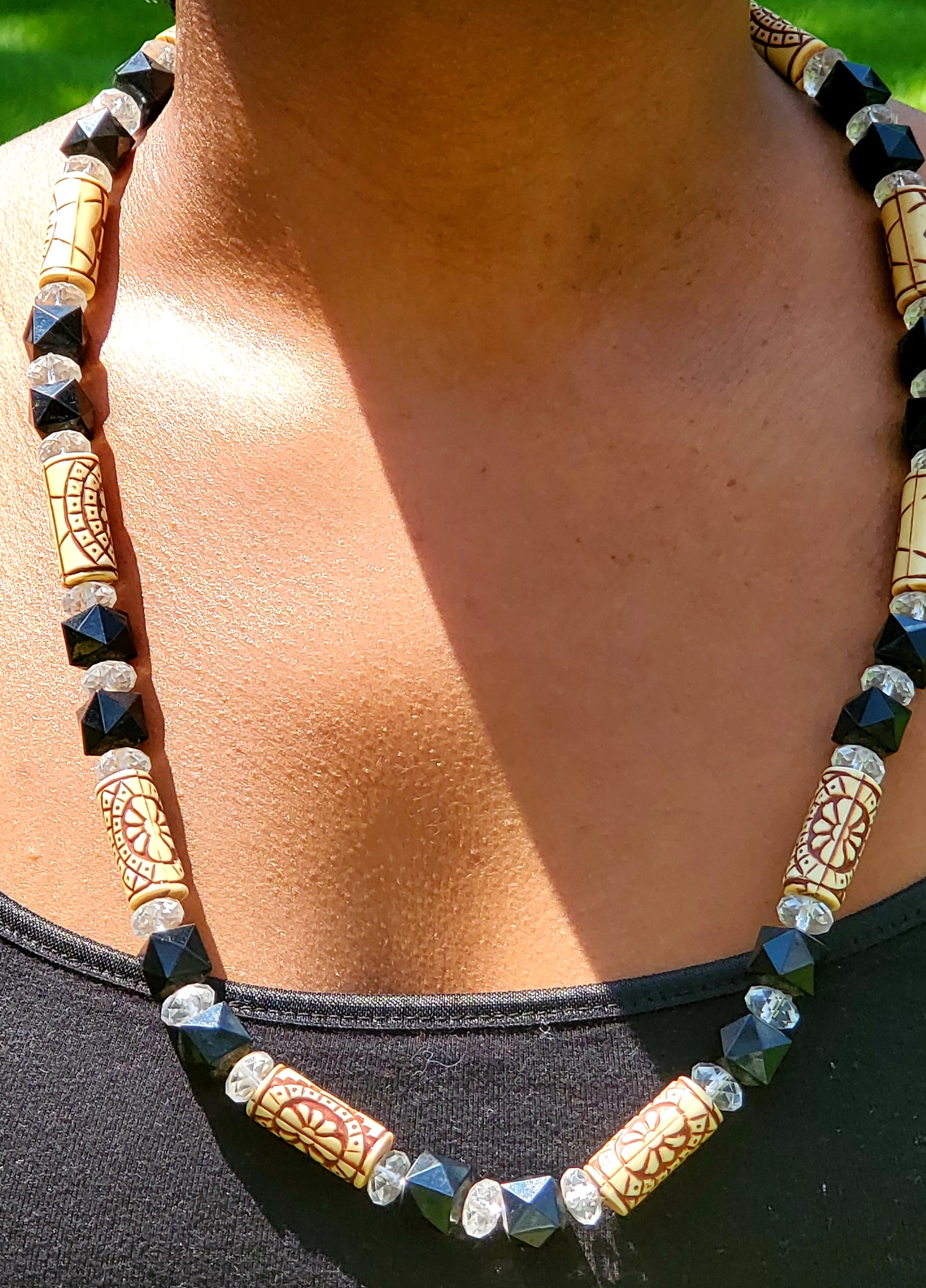 Traditional wooden beaded necklace