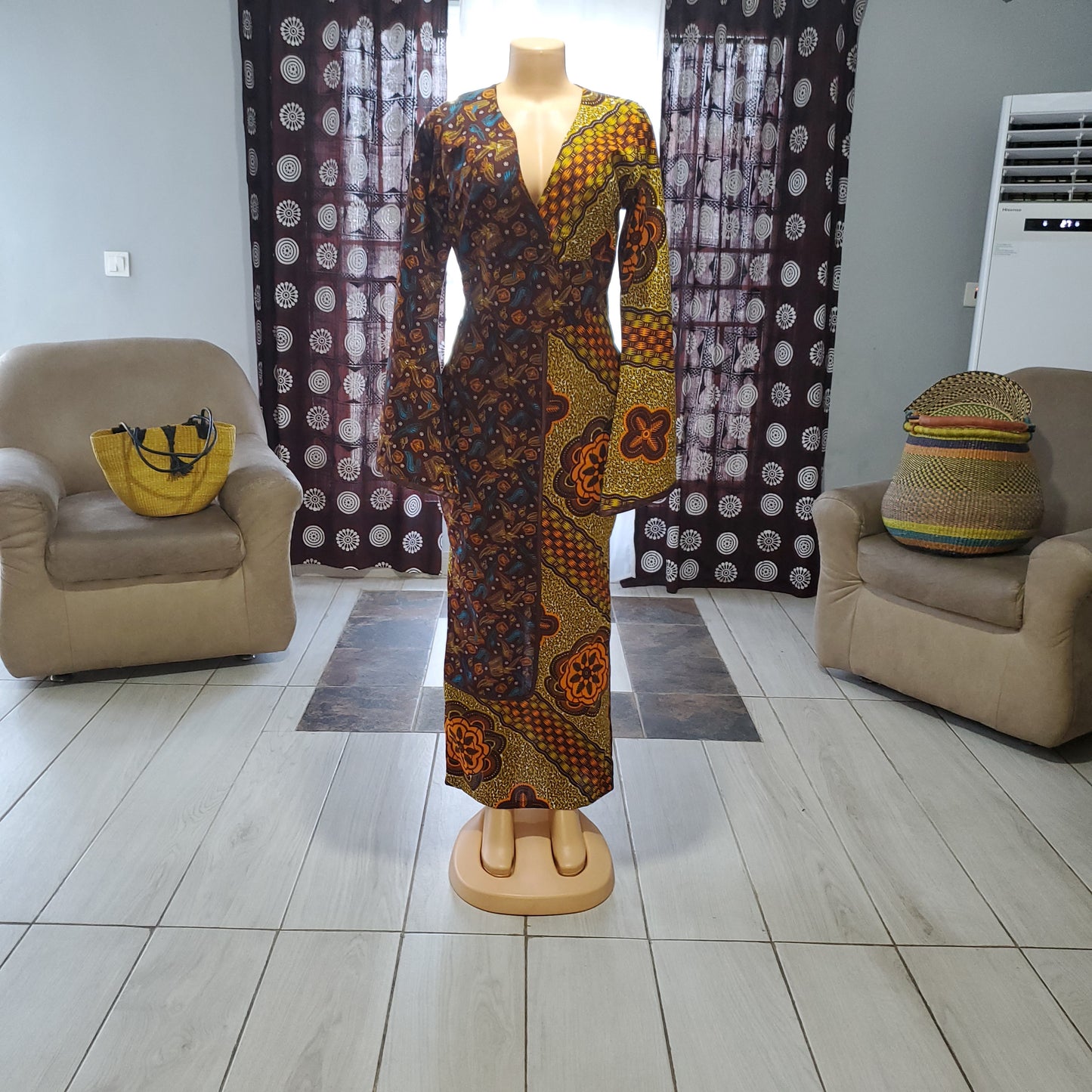 Straight-Lined Dress w/Kimono Sleeves