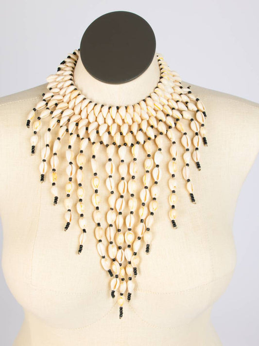 Cowrie layered necklace, front view
