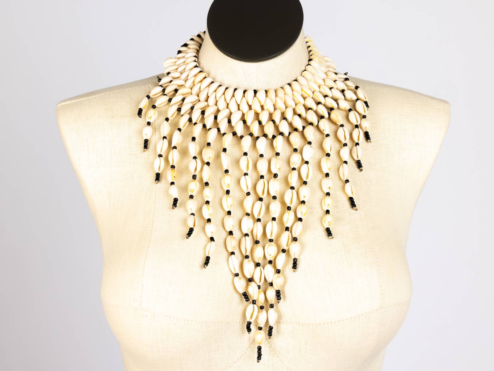 Cowrie layered necklace, front view