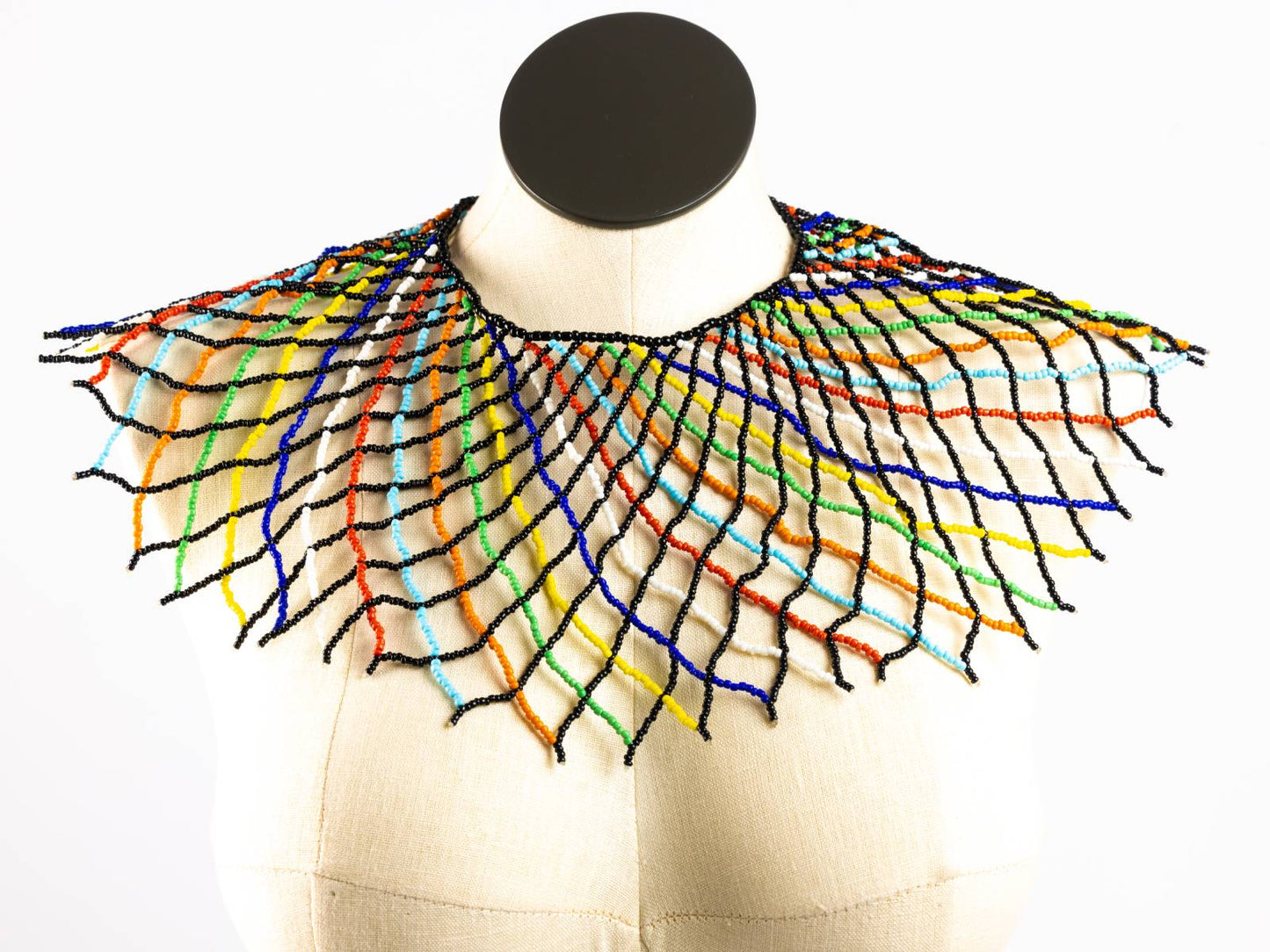 Multicolored Zulu necklace, front view