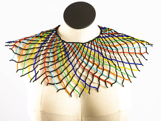 Multicolored Zulu necklace, front view