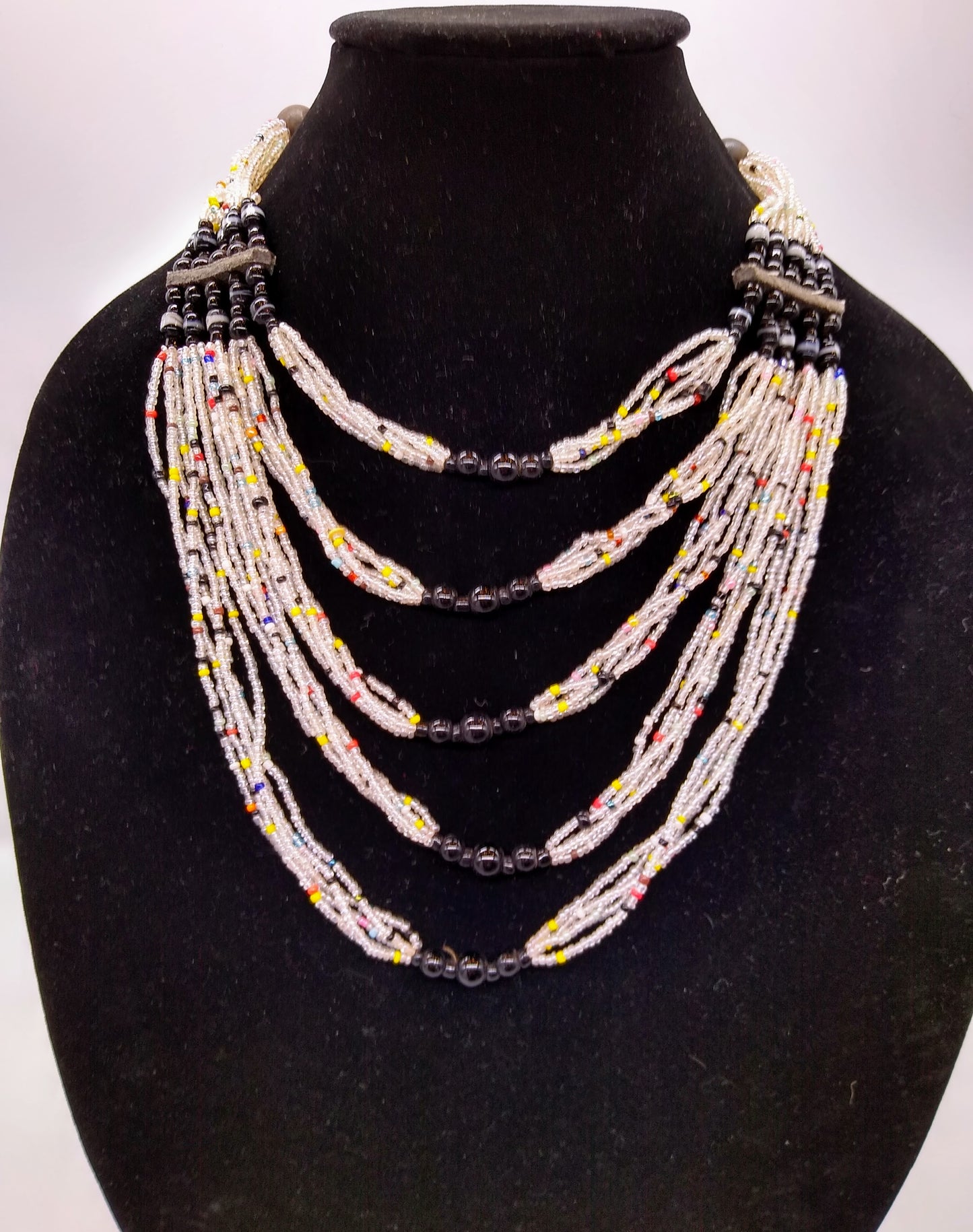 pink colored beaded evelyn necklace