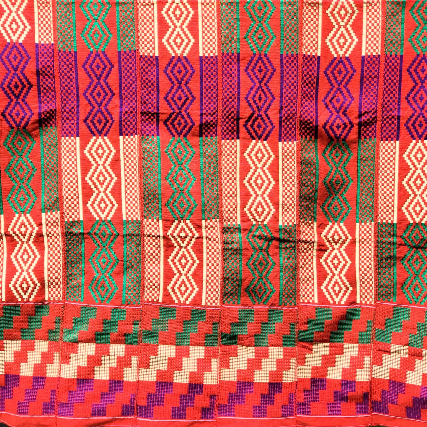 Multi-colored Traditional Kente (Orange, Gold, Purple, Green) 3pcs