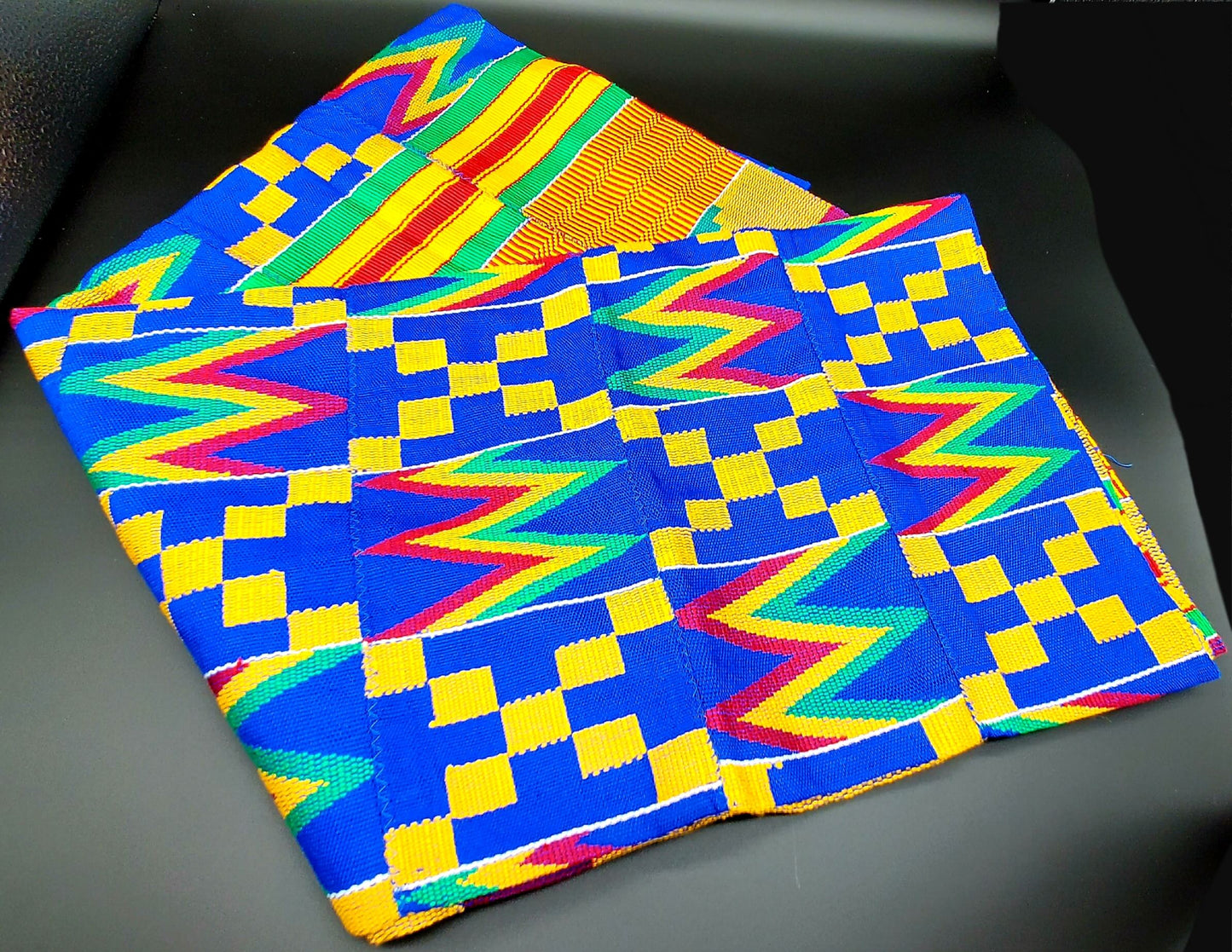 Multi-colored Traditional Kente (Yellow, Aqua, Fuchsia, Blue) 3pcs
