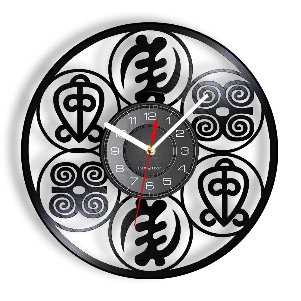 Wall Clock with Adinkra Symbols