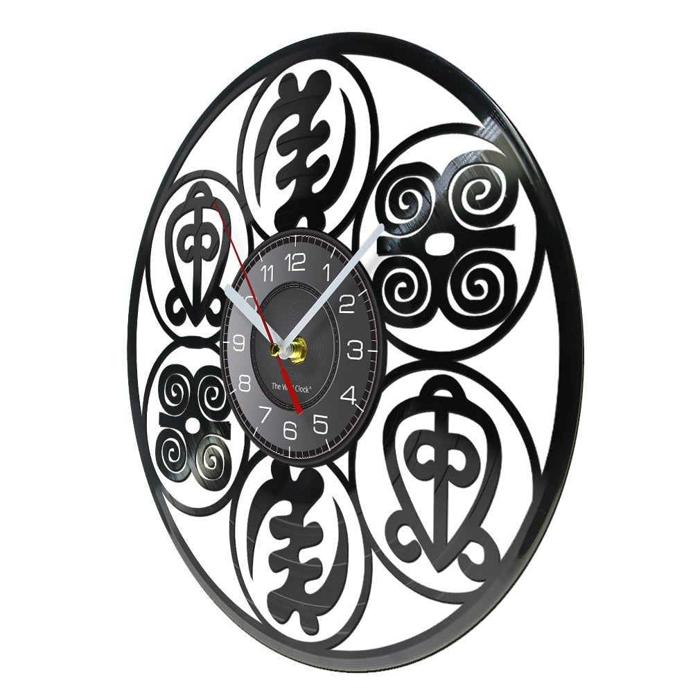 Wall Clock with Adinkra Symbols