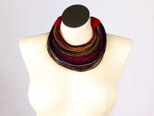 Multistrand goat leather necklace in magenta – Uniquely Global (one per color/style)