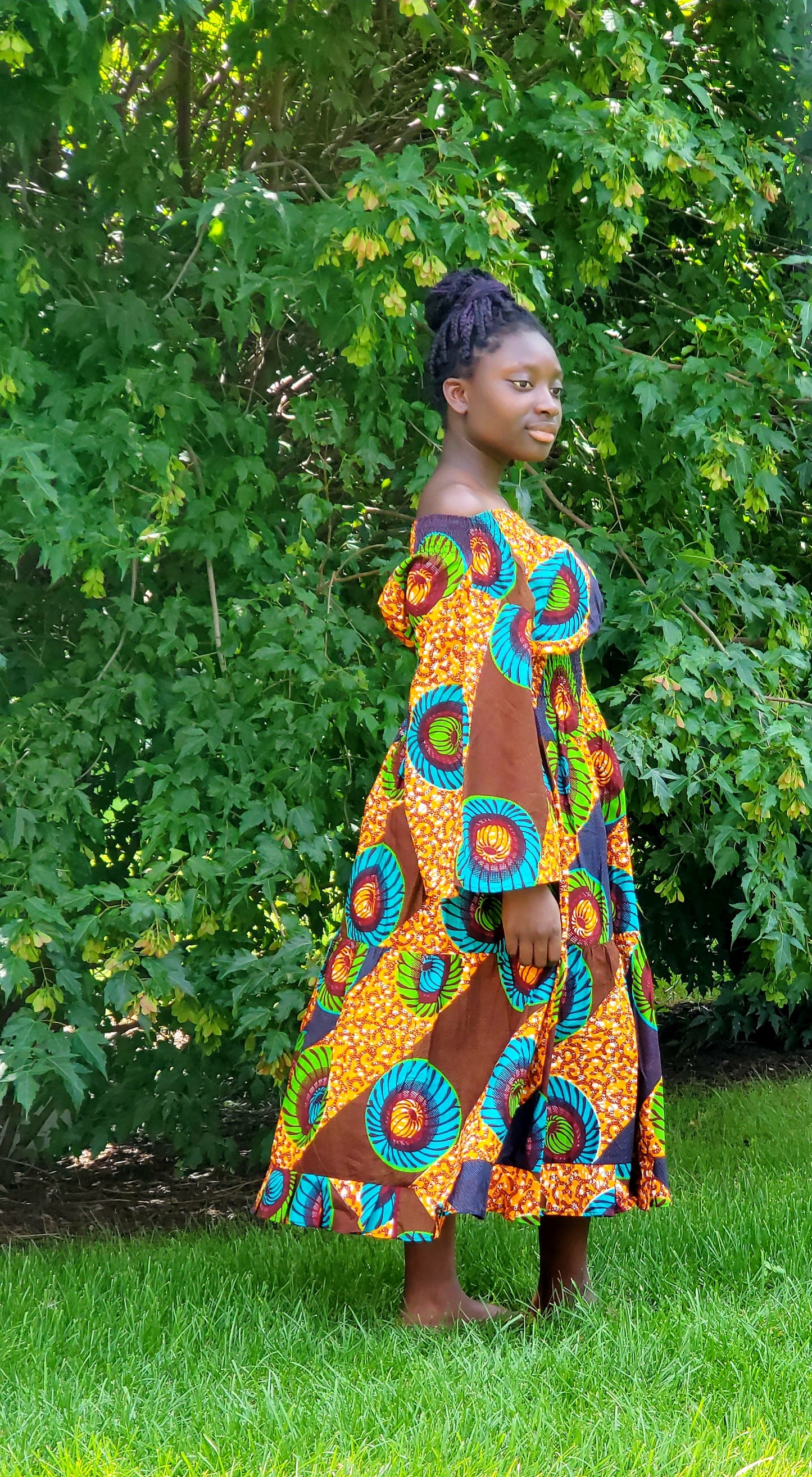 Vibrant high quality dresses, Hi~Low, Off the shoulder or Tank style.