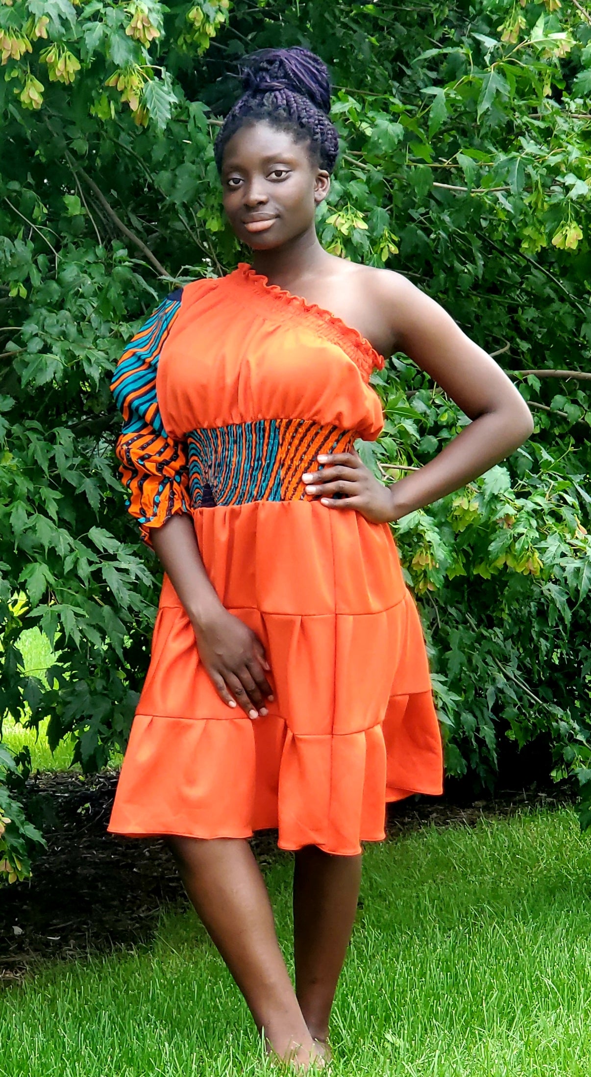 Vibrant high quality dresses, Hi~Low, Off the shoulder or Tank style.