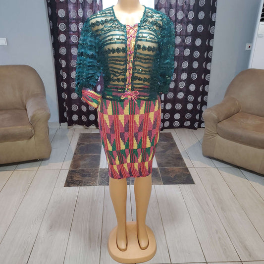 Lace Sequins & Ankara Blend 2PCS