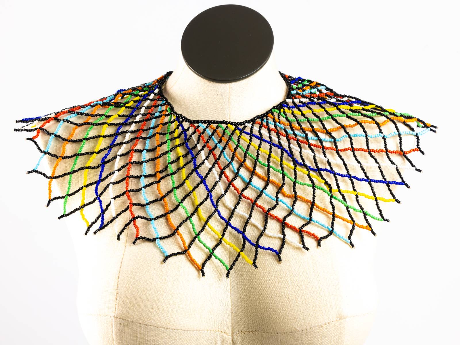 Multicolored Zulu necklace, front view