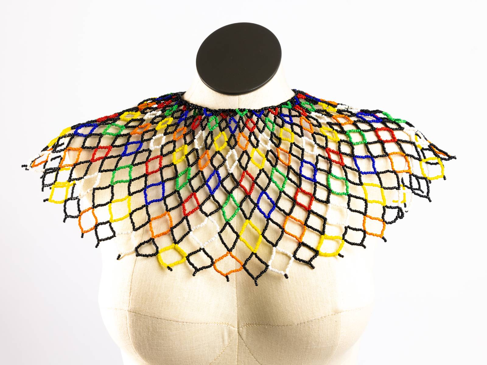 Multicolored Zulu necklace, front view